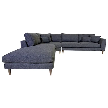 Three Piece Contemporary Sectional Sofa with LAF Chaise